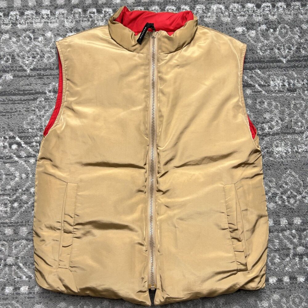 Weekend Max Mara Womens Reversible Puffer Vest Gilet Size 8 Tan Red Luxury - Picture 3 of 14